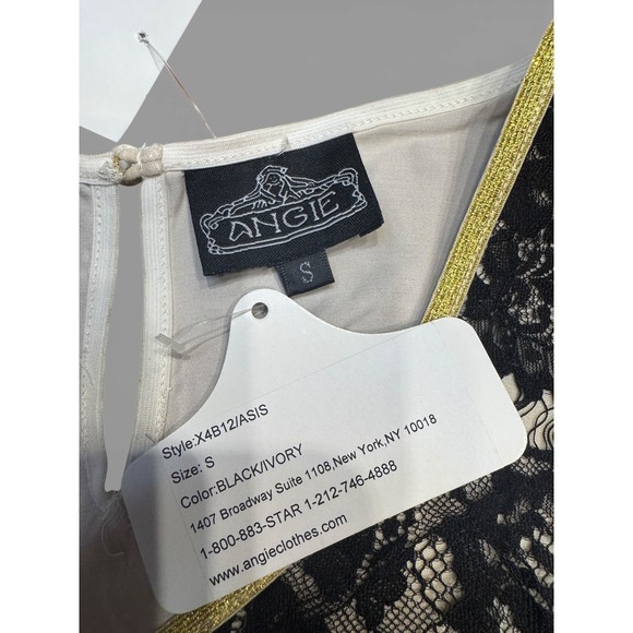 NWT Y2K ANGIE Women Black Ivory Lace Tiered Sleeveless Dress Boho Size S - Picture 7 of 12